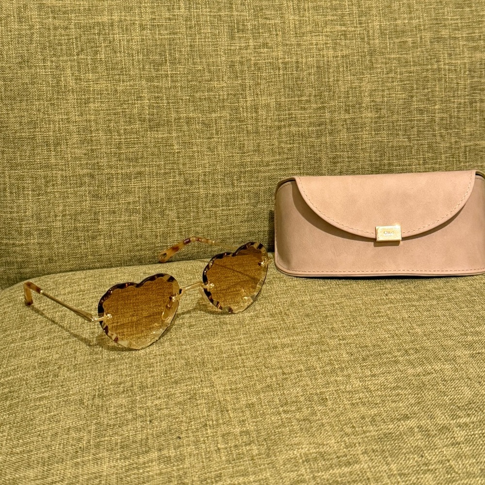 Chloe Heart-Shaped Sunglasses with Brown Tint